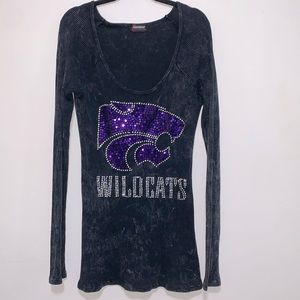 Kansas State Wildcats Gameday Cashmere woman long sleeve shirt size LARGE sequin